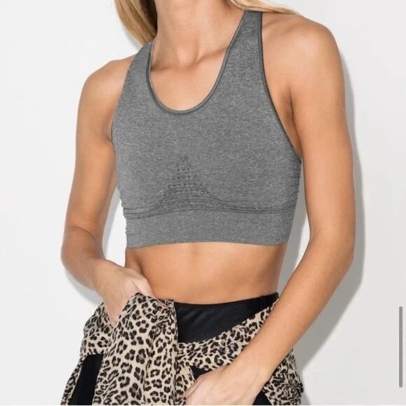 Sweaty Betty Stamina Sports Bra Charcoal Gray Marled Compression Support Racerba - Picture 3 of 8